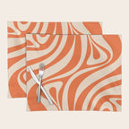 New Groove Retro Abstract Pattern Vertical in Orange Tangerine Cream Placemat Gallery Image 1
