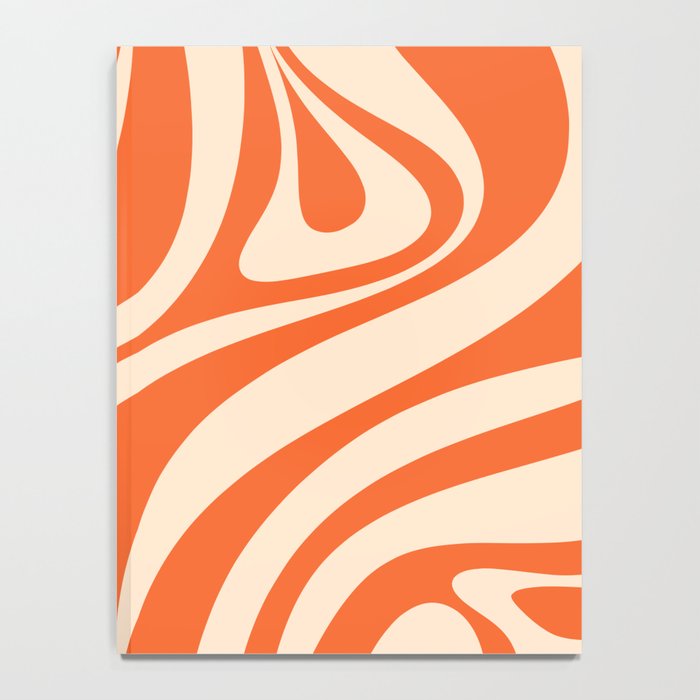 New Groove Retro Abstract Pattern Vertical in Orange Tangerine Cream Notebook Gallery Image 4