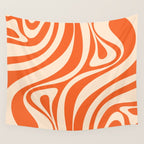 New Groove Retro Abstract Pattern Vertical in Orange Tangerine Cream Wall Tapestry Gallery Image 4