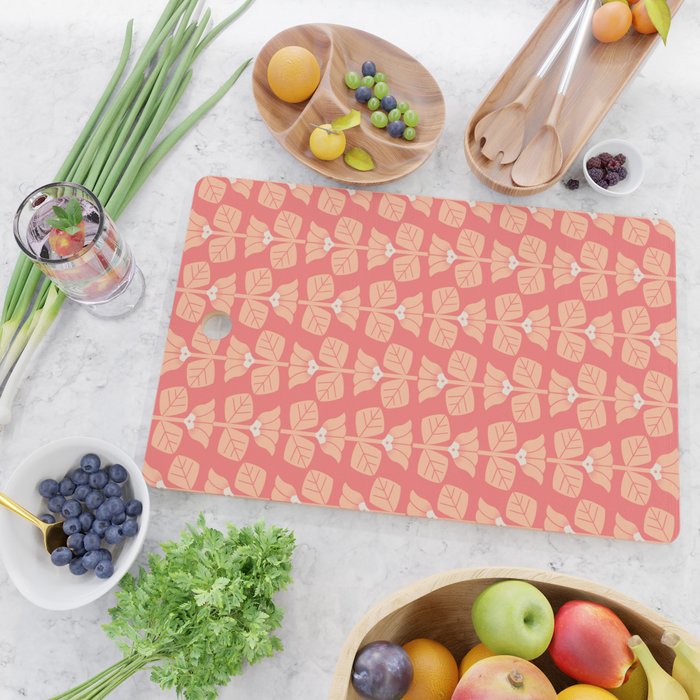 Retro Peach Blossoms Pattern Cutting Board Gallery Image 2