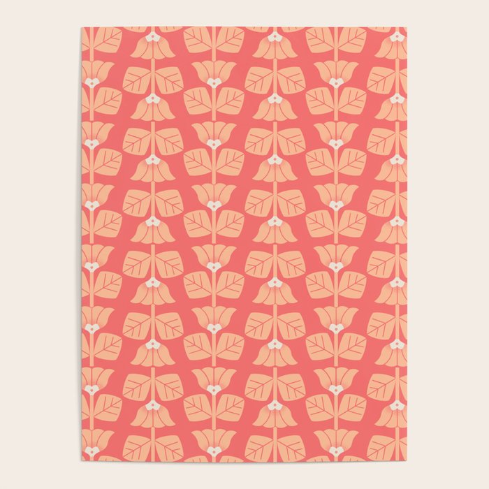 Retro Peach Blossoms Pattern Poster Gallery Image 1