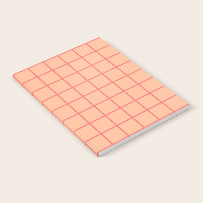 Peach Pink Grid Minimal Geometric Pattern Notebook Gallery Image 1