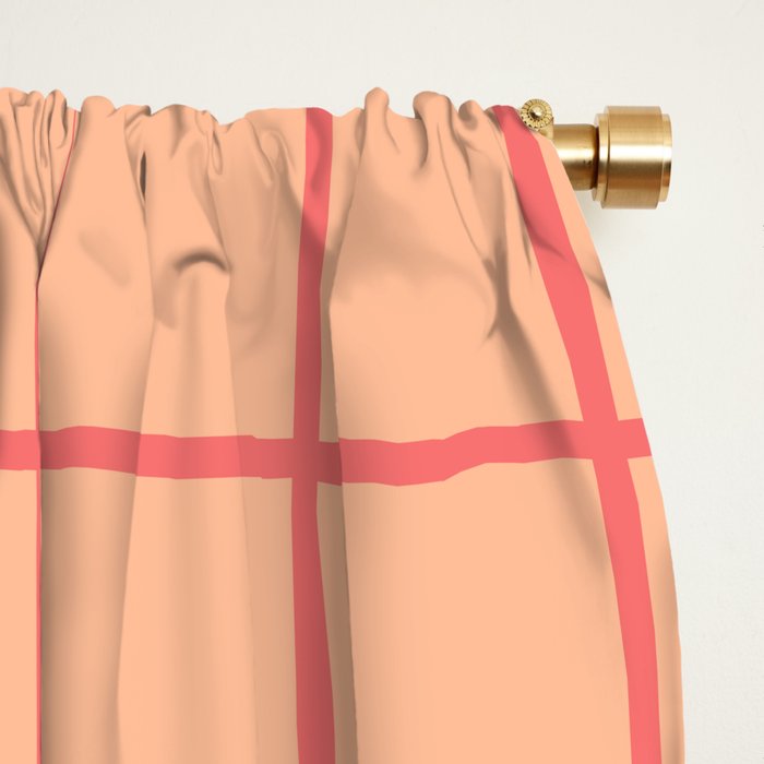 Peach Pink Grid Minimal Geometric Pattern Window Curtain Gallery Image 2