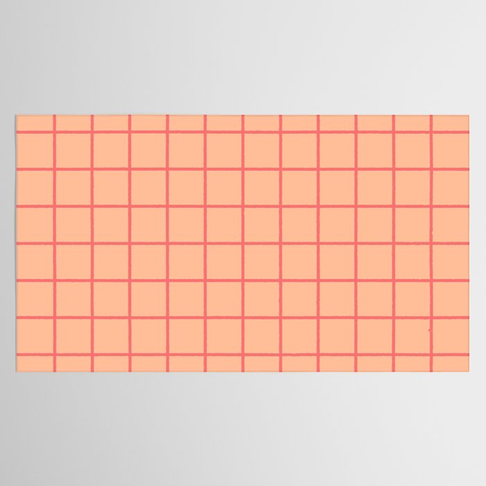Peach Pink Grid Minimal Geometric Pattern Tablecloth Gallery Image 2