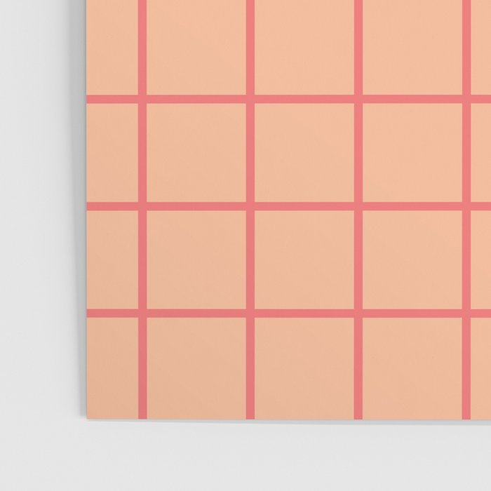 Peach Pink Grid Minimal Geometric Pattern Poster Gallery Image 3