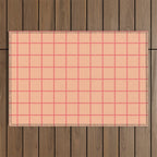 Peach Pink Grid Minimal Geometric Pattern Outdoor Rug Gallery Image 1
