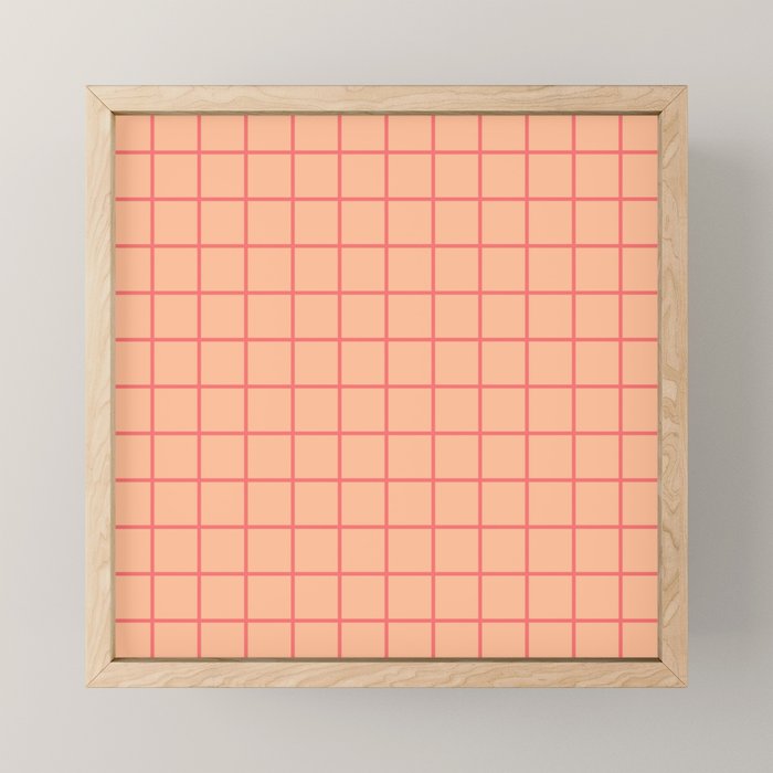 Peach Pink Grid Minimal Geometric Pattern Mini Art Print Gallery Image 1