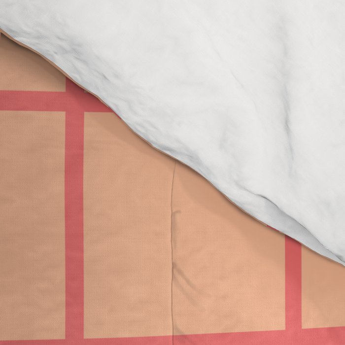 Peach Pink Grid Minimal Geometric Pattern Comforter Gallery Image 4