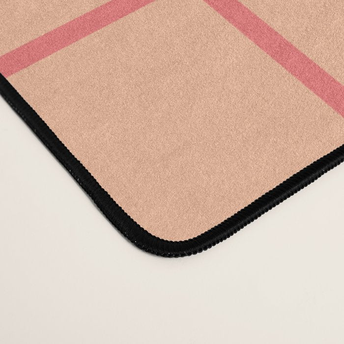 Peach Pink Grid Minimal Geometric Pattern Desk Mat Gallery Image 4