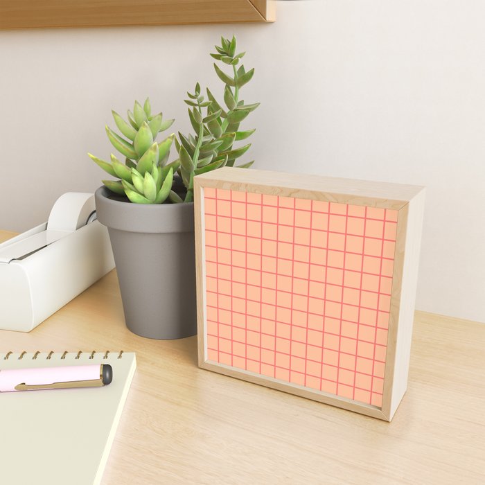 Peach Pink Grid Minimal Geometric Pattern Mini Art Print Gallery Image 2