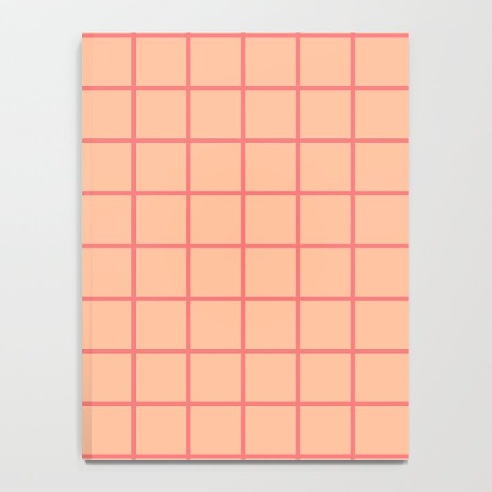 Peach Pink Grid Minimal Geometric Pattern Notebook Gallery Image 4