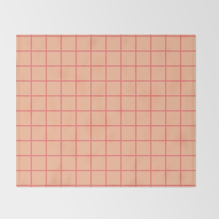 Peach Pink Grid Minimal Geometric Pattern Throw Blanket Gallery Image 2