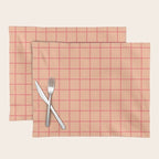 Peach Pink Grid Minimal Geometric Pattern Placemat Gallery Image 1