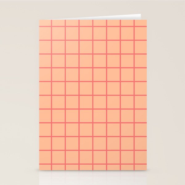 Peach Pink Grid Minimal Geometric Pattern Stationery Card Gallery Image 2