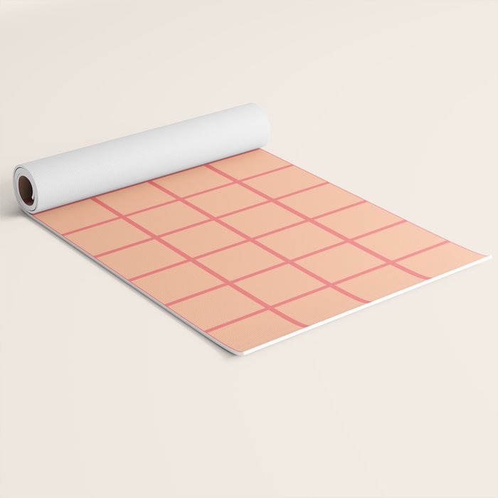 Peach Pink Grid Minimal Geometric Pattern Yoga Mat Gallery Image 2