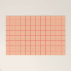 Peach Pink Grid Minimal Geometric Pattern Welcome Mat Gallery Image 1