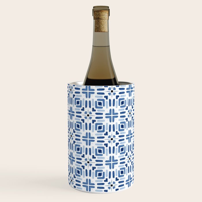 Moroccan patchwork tile - blue Wine Chiller Gallery Image 2