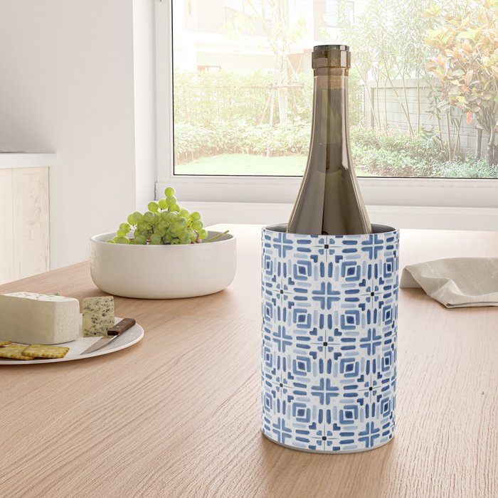 Moroccan patchwork tile - blue Wine Chiller Gallery Image 4