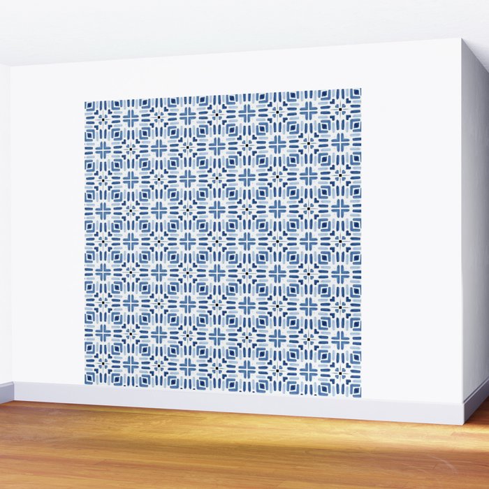 Moroccan patchwork tile - blue Wall Mural Gallery Image 2