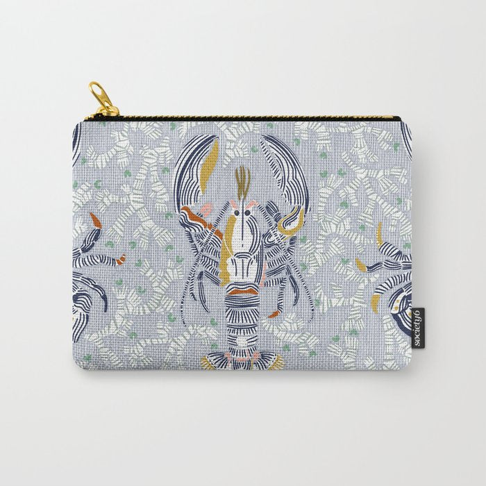 Lobster and crab coastal nostalgia grey Carry All Pouch Gallery Image 1