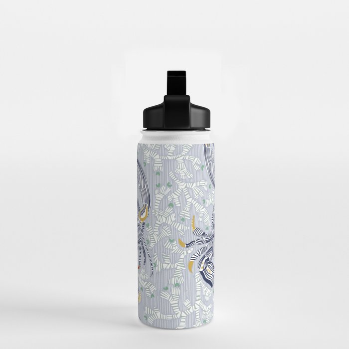Lobster and crab coastal nostalgia grey Water Bottle Gallery Image 2