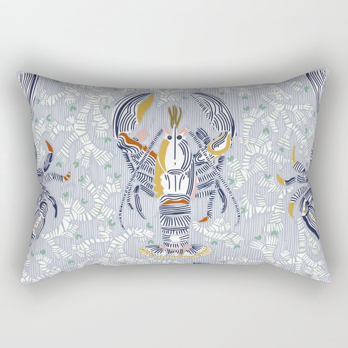 Lobster and crab coastal nostalgia grey Rectangular Pillow Gallery Image 1
