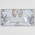 Lobster and crab coastal nostalgia grey Desk Mat Gallery Image 1