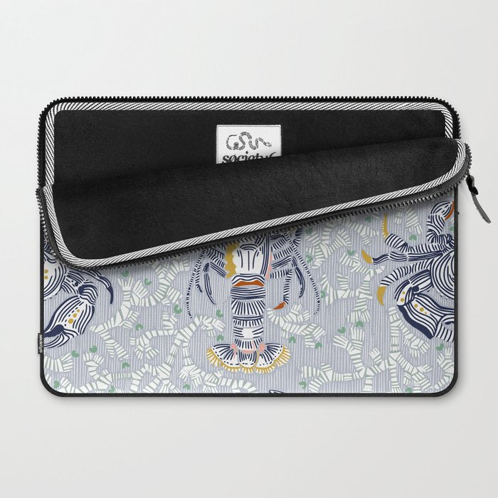 Lobster and crab coastal nostalgia grey Laptop Sleeve Gallery Image 2
