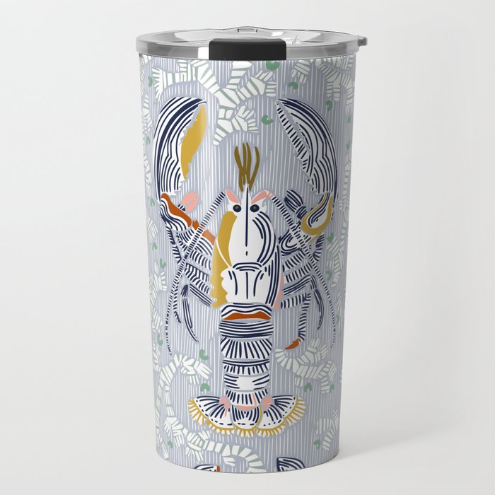 Lobster and crab coastal nostalgia grey Travel Mug Gallery Image 1