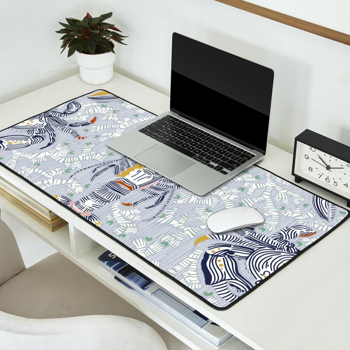 Lobster and crab coastal nostalgia grey Desk Mat Gallery Image 2
