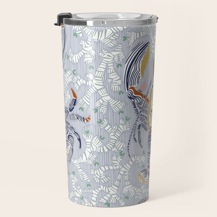 Lobster and crab coastal nostalgia grey Travel Mug Gallery Image 3