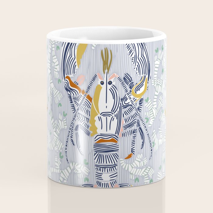 Lobster and crab coastal nostalgia grey Coffee Mug Gallery Image 4