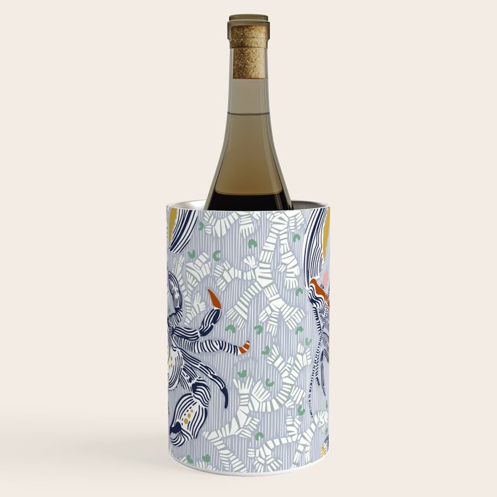 Lobster and crab coastal nostalgia grey Wine Chiller Gallery Image 2