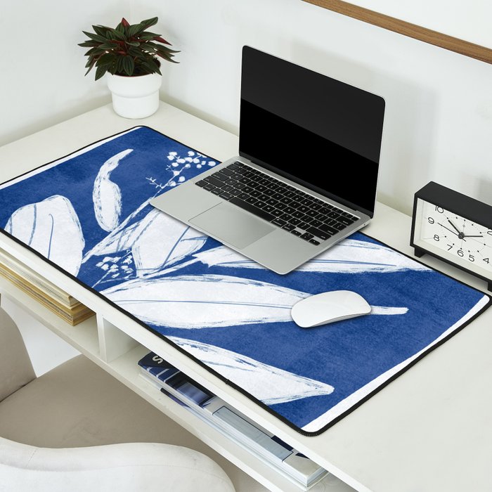 minimal plant 24/Blue Desk Mat Gallery Image 2
