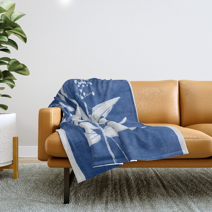 minimal plant 24/Blue Throw Blanket Gallery Image 1