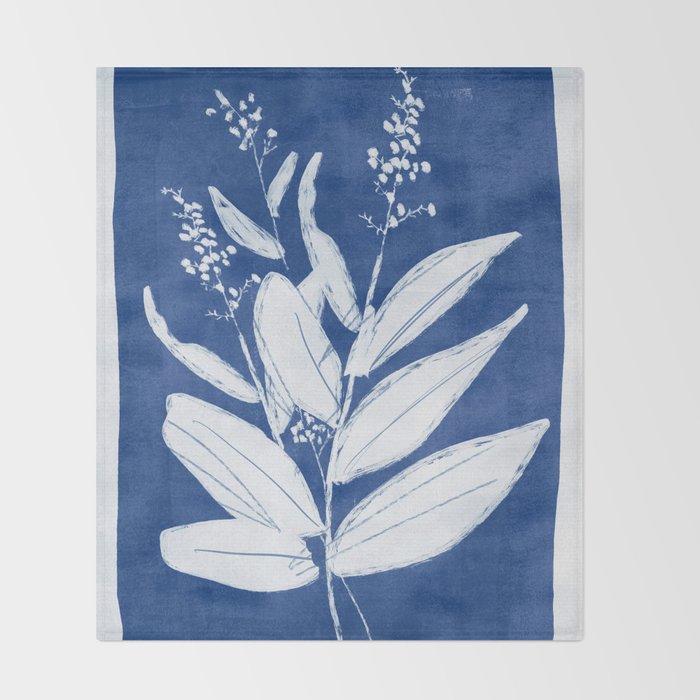 minimal plant 24/Blue Throw Blanket Gallery Image 2