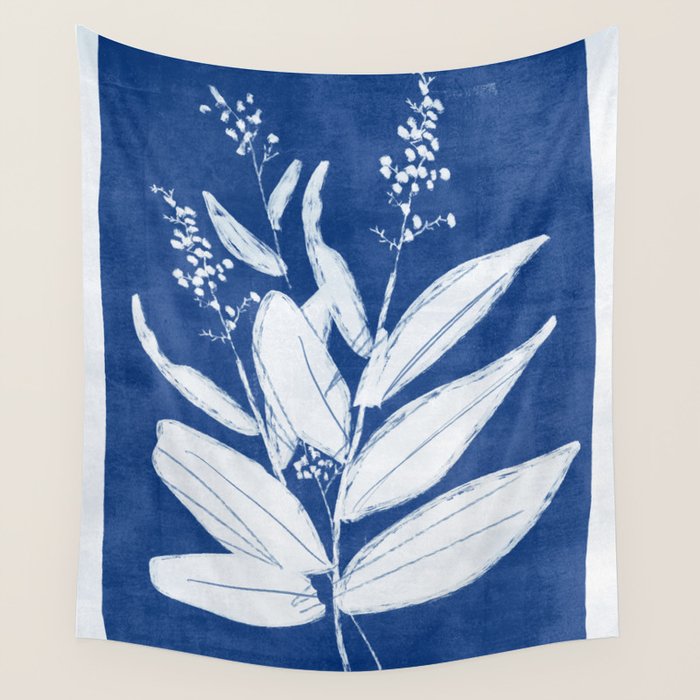 minimal plant 24/Blue Wall Tapestry Gallery Image 1