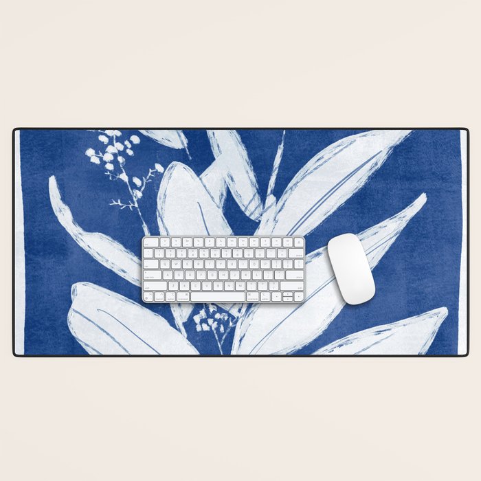 minimal plant 24/Blue Desk Mat Gallery Image 1