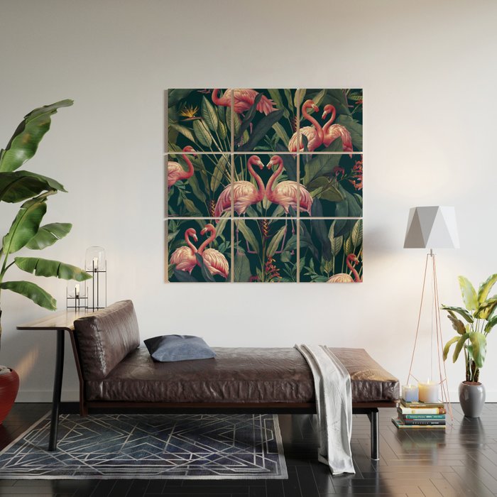 Tropical Flamingos Wood Wall Art Gallery Image 2