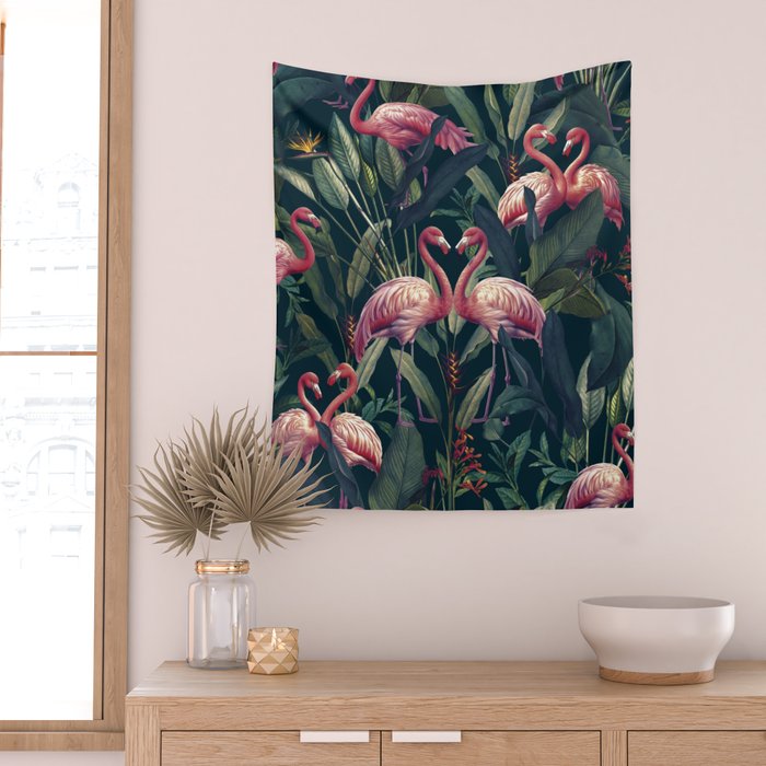Tropical Flamingos Wall Tapestry Gallery Image 2