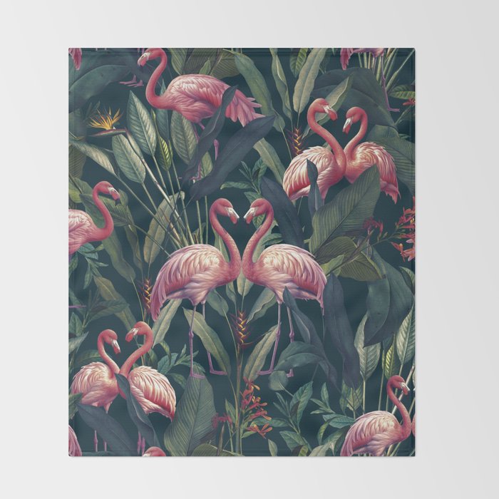Tropical Flamingos Throw Blanket Gallery Image 2