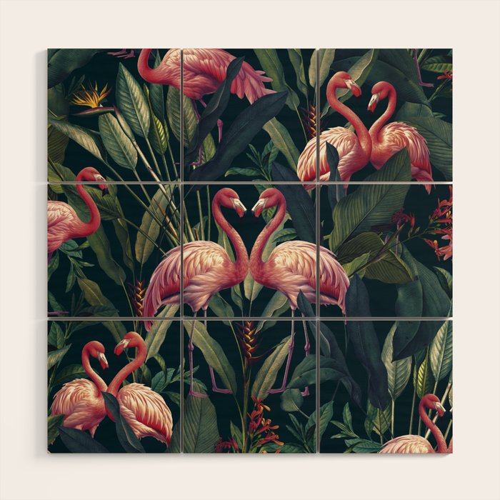 Tropical Flamingos Wood Wall Art Gallery Image 1