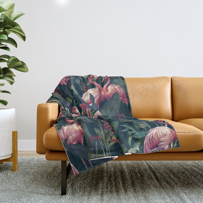 Tropical Flamingos Throw Blanket Gallery Image 1