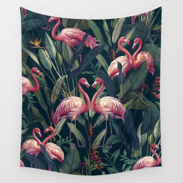 Tropical Flamingos Wall Tapestry Gallery Image 1