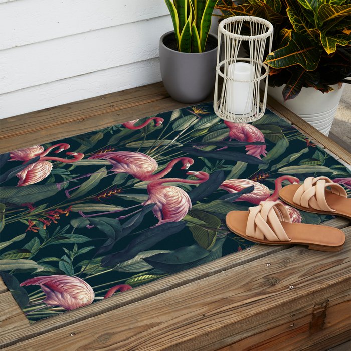 Tropical Flamingos Outdoor Rug Gallery Image 2