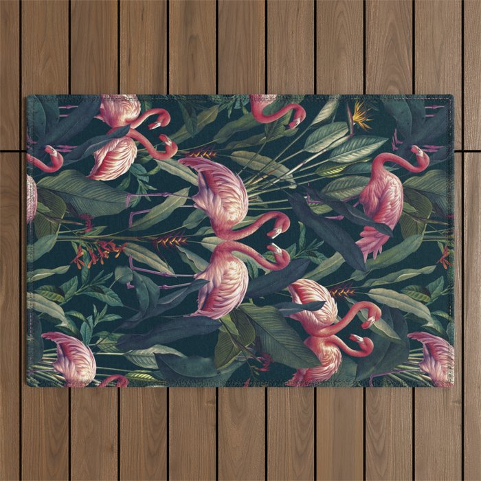 Tropical Flamingos Outdoor Rug Gallery Image 1