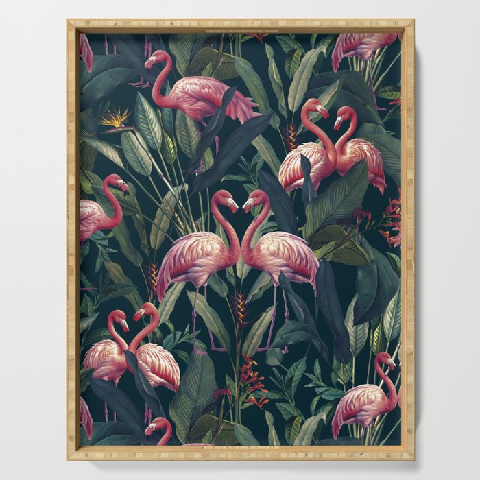 Tropical Flamingos Serving Tray Gallery Image 1