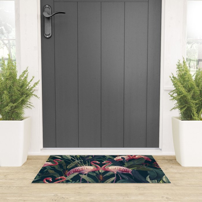 Tropical Flamingos Welcome Mat Gallery Image 3
