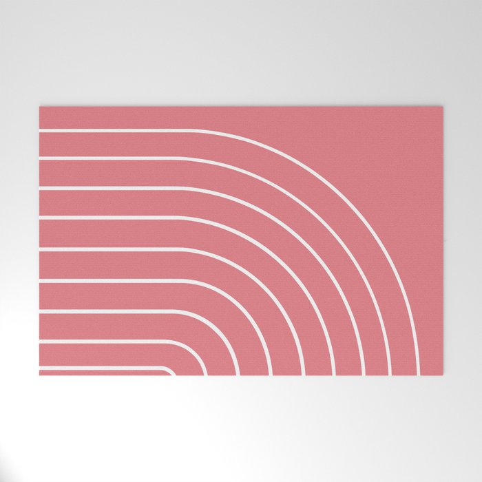 Minimal Arch XXIX Coral Pink Modern Geometric Lines Welcome Mat Gallery Image 1