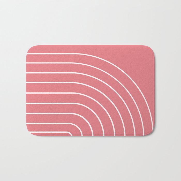 Minimal Arch XXIX Coral Pink Modern Geometric Lines Bath Mat Gallery Image 1